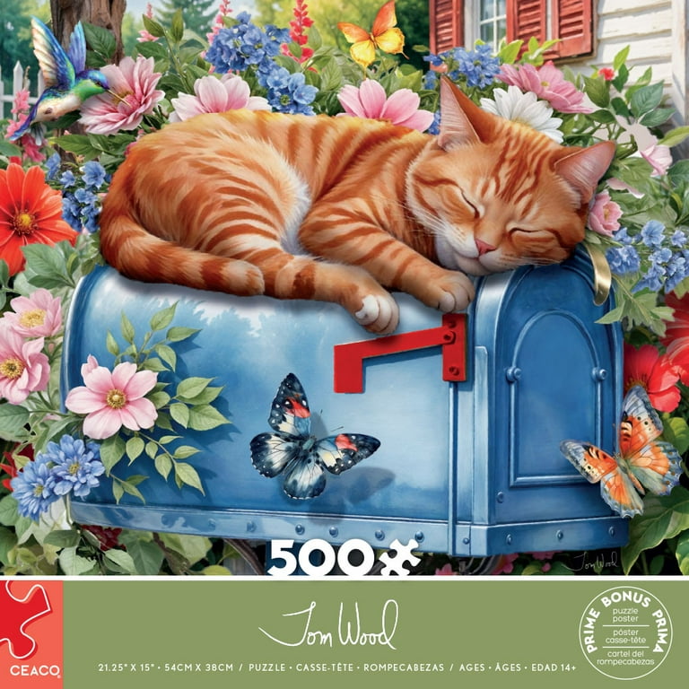 Ceaco Tom Wood Cat Nap 500-Piece Interlocking Jigsaw Puzzle for