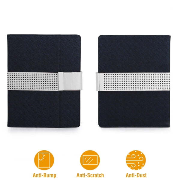 3 in 1 Business Tablet Portfolio Case - 9.7" PU Protector with Notepad & Stand for Work/Study (Navy)