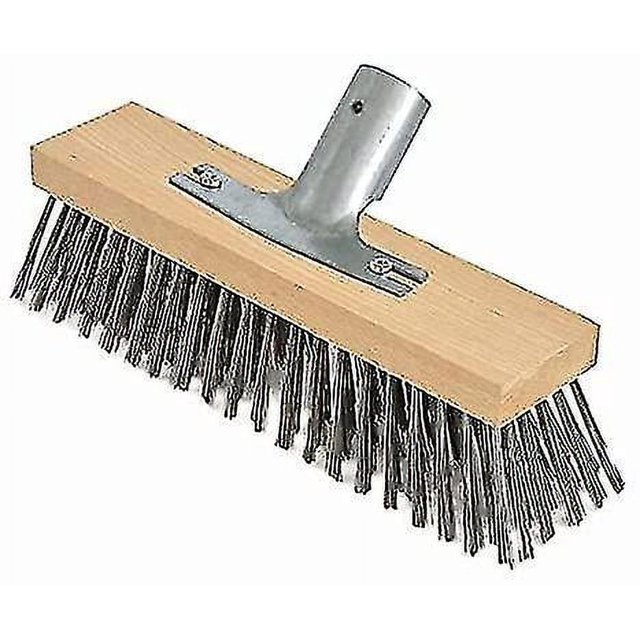Steel Bristle Broom, 30 Cm With Metal Handle Support - 28 Cm - Brush Broom Head - High Quality Beech Wood Body