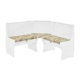 thumbnail image 3 of MUSEHOMEINC Traditionnel 3 Pièces Ensemble de Table à Manger en Bois Massif, Blanc, 3 of 7