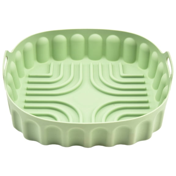 ibasenice Green Silicone Air Fryer Liner Nonstick Reusable Cooking Mat for Easy Cleaning and Food Storage