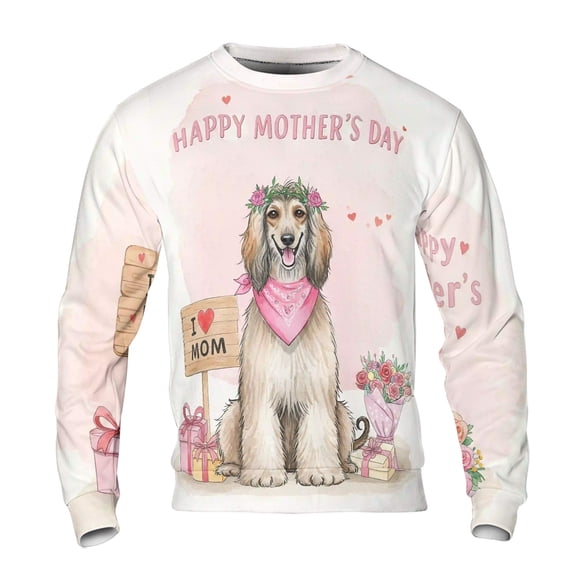 Happy Mother's Day Afghan Hound Love Dog Mom Heart Flower All Over Print 3D Sweatshirt Unisex Merch Dog Lover - 12004