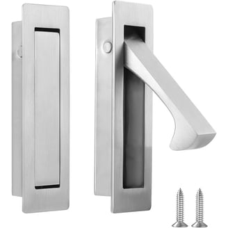 LVYIHAN 12 inch Round Stainless Steel H Shape, French Sliding Barn Door Handles Double Sided, Gold
