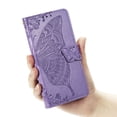 thumbnail image 3 of Allytech Galaxy Note 20 Case, Shockproof PU Leather Retro 3D Big Butterfly Embossed Wallet Flip Case Magnetic Stand with Card Slot Folio Cover for Samsung Galaxy Note 20, Lightpurple, 3 of 10