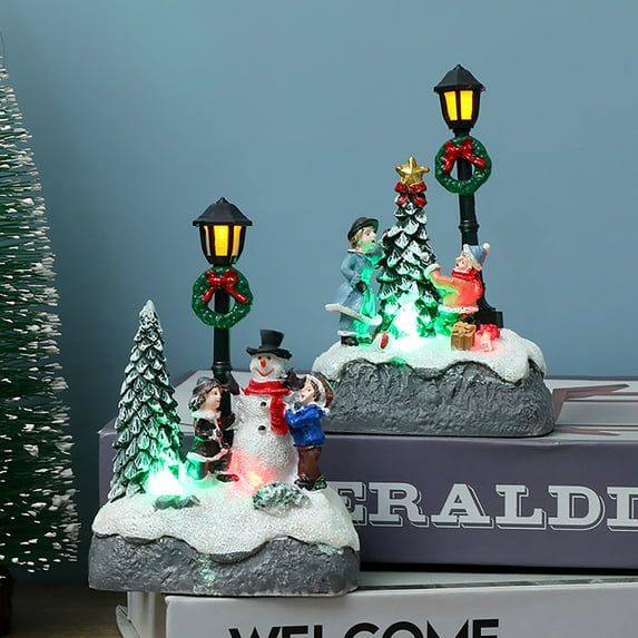 Travelwant Snowman Christmas Decorations Light Up Indoor Snowman Figurine Resin Tabletop Christmas Snowman Statues with LED Lights for Holiday Home Outdoor Ornaments (Snowman)