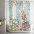 thumbnail image 5 of Easter Standard Shower Curtain Set, Waterproof Shower Curtains for Bathroom, Spring Bunny Colorful Floral Eggs Wooden Plank Washable Fabric Bath Curtain for Bathtub Decoration with Hooks 72x72 Inches, 5 of 9