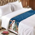 thumbnail image 4 of Bed Runner Scarf for Cal.King Size Bed, Navy Blue Snowman Christmas Beds Scarf Throws for Foot of Bedding, Xmas Tree Ball Snowflake Elk Decorative Beds Runners for Bedroom Guestroom, 102"x20", 4 of 8