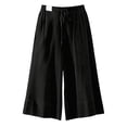 thumbnail image 4 of RUTAYY Women's Pants Casual Wide Leg Solid Color Cropped Bottoms Comfortable Loose Fit Fashion Relaxed Ankle Length Everyday Wear with Drawstring Trendy Vibrant Trousers, 4 of 4