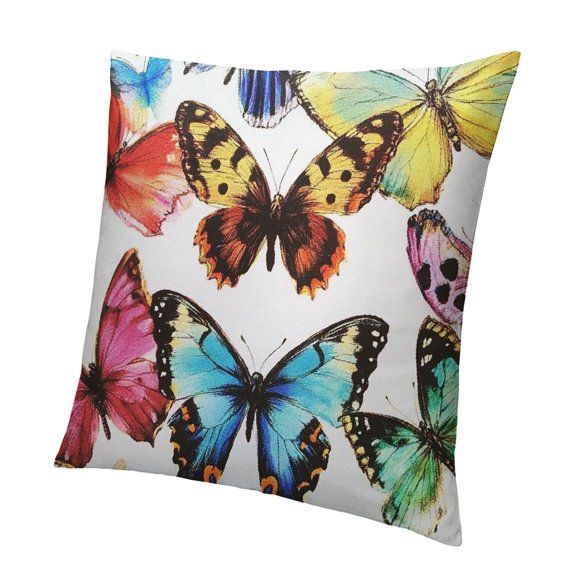 Patifu Vintage Butterfly Flower Outdoor Waterproof Throw Pillow Covers Plants Pillowcase Square Cushion Case, Farmhouse Garden Decorative Pillows for Couch Beach Patio 12x12in