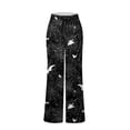 thumbnail image 5 of IYYVV Halloween Pajama Pants Women Cute Pumpkin Patterned Drawstring Sleep Bottoms Stretch Lounge Carved Lounge Pants Black S, 5 of 6