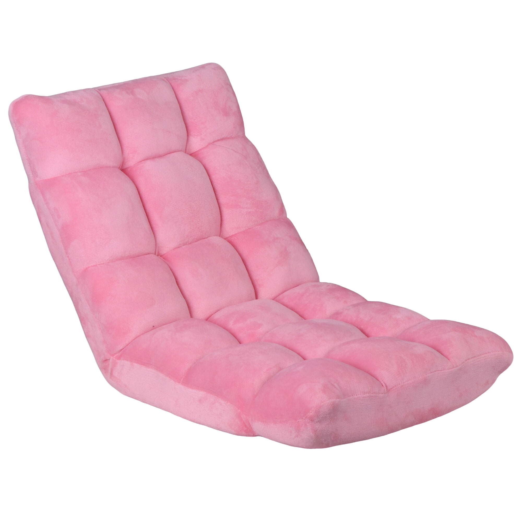 ZENY 14 Levels Adjustable Floor Folding Chair Lazy Sofa Cushion Gaming Chair Recliner - Pink