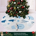 thumbnail image 3 of Yayeee Christmas Tree Skirt 35 inches for Xmas Tree Holiday Party Decoration, Blue Simple Cartoon Snowmen, 3 of 6