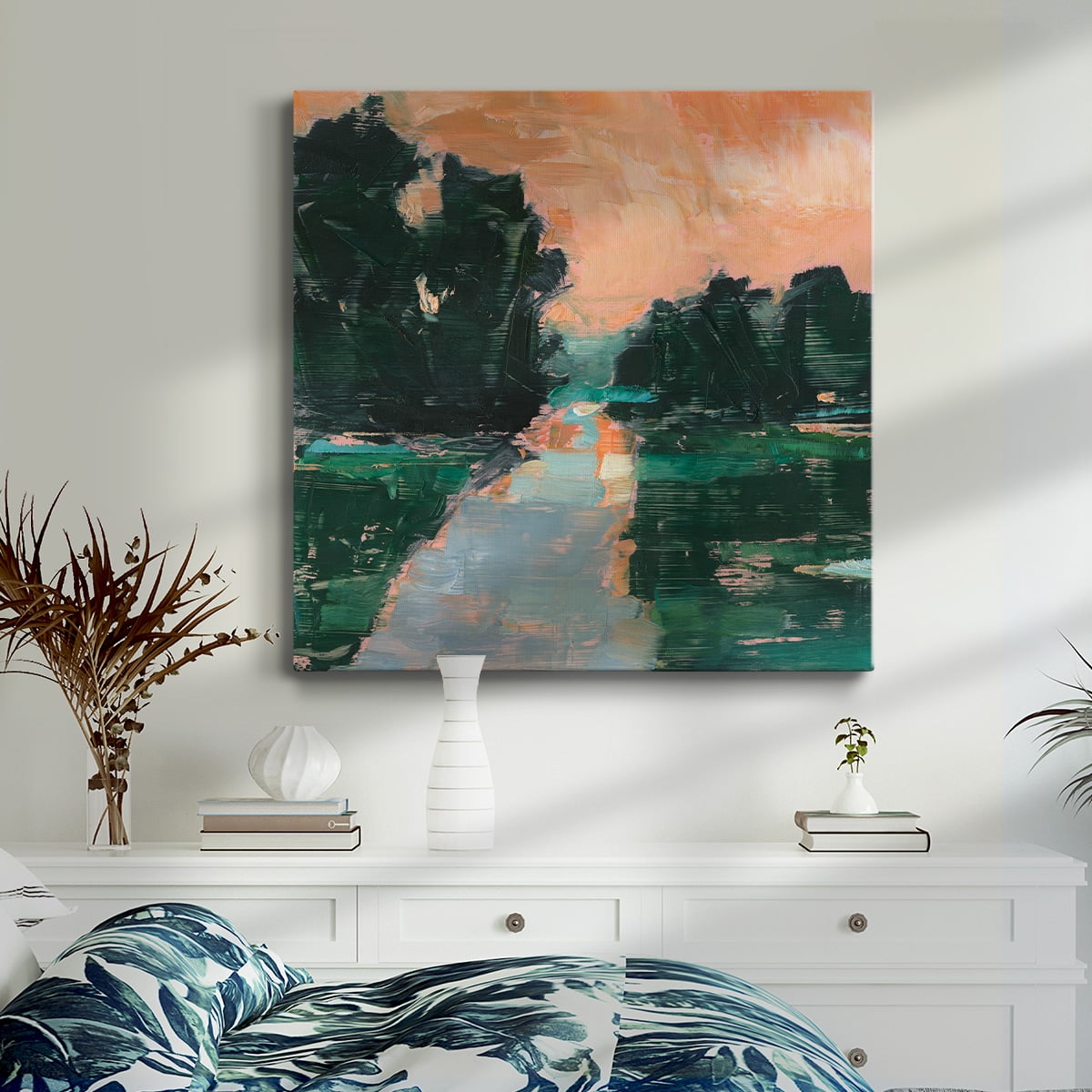 Wexford Home Coral Sunset I-Premium Gallery Wrapped Canvas, 24" x 24" - Ready to Hang