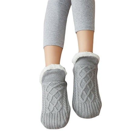 

Winter Thick Warm Floor Socks Solid Color Home Anti-slip Slipper Socks for Women Girls