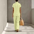 thumbnail image 2 of TaTaai Two Piece Sets for Women Short Sleeve Stand Collar Shirt High Waist Wide Leg Pants Casual Summer Outfits, 2 of 7