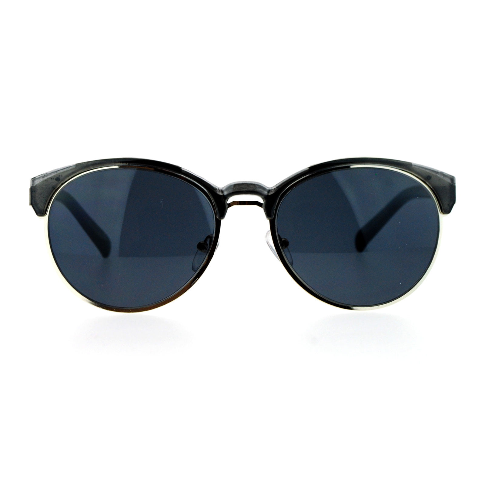 Sa106 Sa106 Retro Vintage Style Half Rim Womens Sunglasses Shinny Black