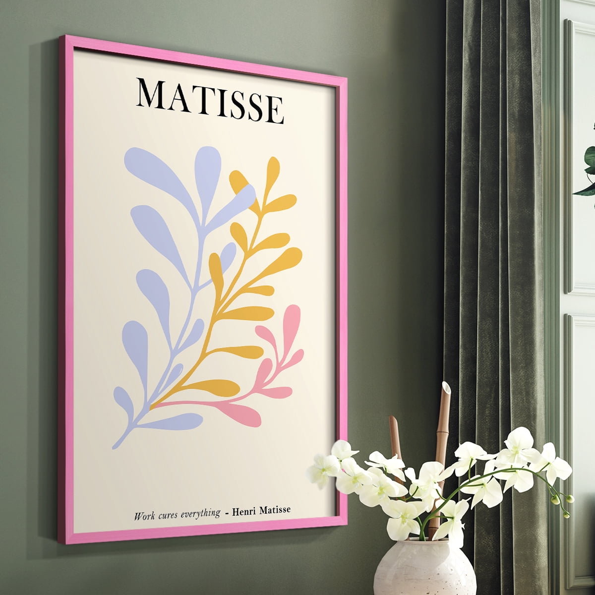 Matisse CDLXXXI in Pink Solid Wood Framed Print No Nail Hanging