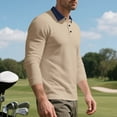 thumbnail image 3 of Generic Men Long Sleeve Polo Shirts Casual Knit Golf Shirts Lightweight Dress Button T-Shirts Lapel Collared Pullover Tops, 3 of 7
