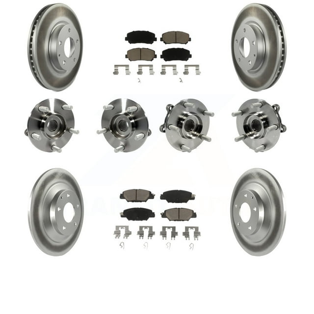 Transit Auto Front Rear Hub Bearing Assembly Coated Disc Brake Rotor and Ceramic Pads Kit (10Pc) for Car 2015 Mazda CX-5 AWD with Electric Parking - Left Right Side (Driver Passenger) KBB-121005