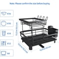 thumbnail image 2 of Dish Drying Rack with Drain Board, Trusthere Dish Rack for Kitchen Counter with Utensil Holder, Rustproof Drainboard Set with Cup Holder, Dish Drainer with 360° Swivel Drain Spout (Black,2 Tier), 2 of 6