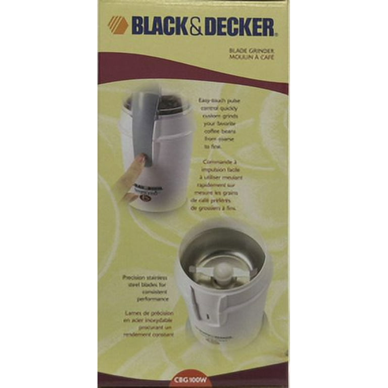 Black & Decker Coffee Grinder Black Body Clear Lid Storage Underneath 4  Cord Coarse Fine Dial Black Decker Model No. CBM 205 80w 120vac 60hz 