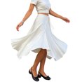 thumbnail image 4 of Wxolcjlv Women's Asymmetrical Wrap Midi Skirt Side Tie Waist Irregular Hem Flared Skirts, 4 of 9