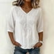 thumbnail image 1 of Neewe Women's Summer Casual V Neck Half Sleeve T-Shirts Solid Color Loose Fit Comfy Basic Cotton Linen Tops, 1 of 7