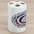 thumbnail image 1 of Star Mandala Ceramic Toothbrush Holder, Romantic Rose with Crescent Moon and East Folklore Swirl Pattern Oriental, Decorative Versatile Countertop for Bathroom, 4.5" X 2.7", Indigo White, 1 of 4