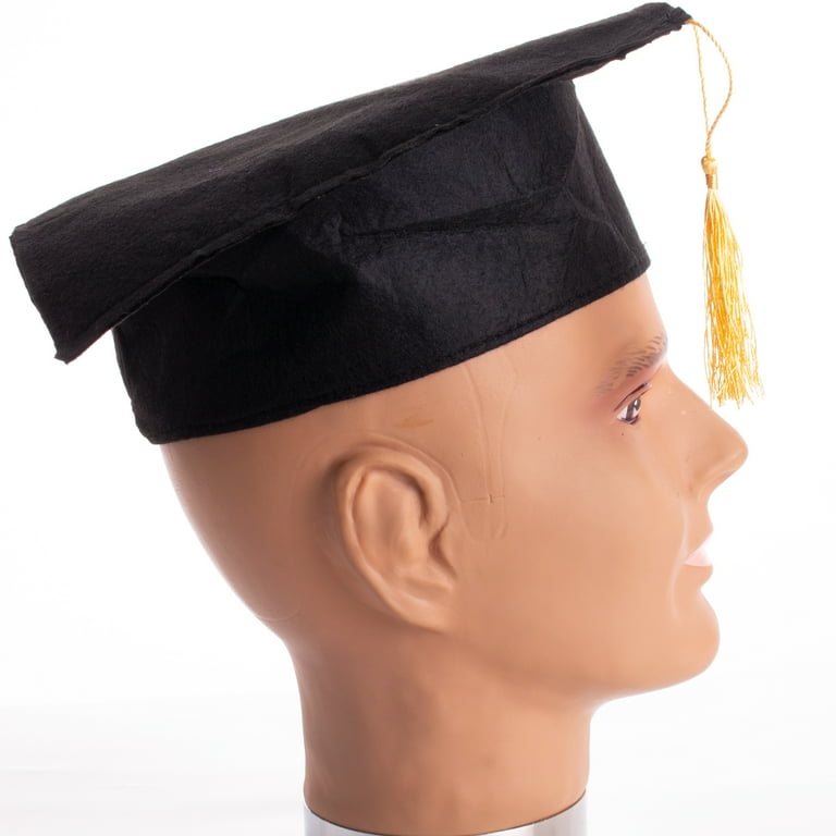 Toy Child Size Graduation Caps Black Felt, 12-Pack
