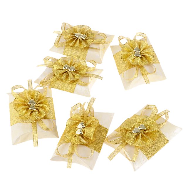 Cajas de regalo de almohada de flores de 6 piezas Sunnimix favores de fiesta de cumpleaños de boda Oro