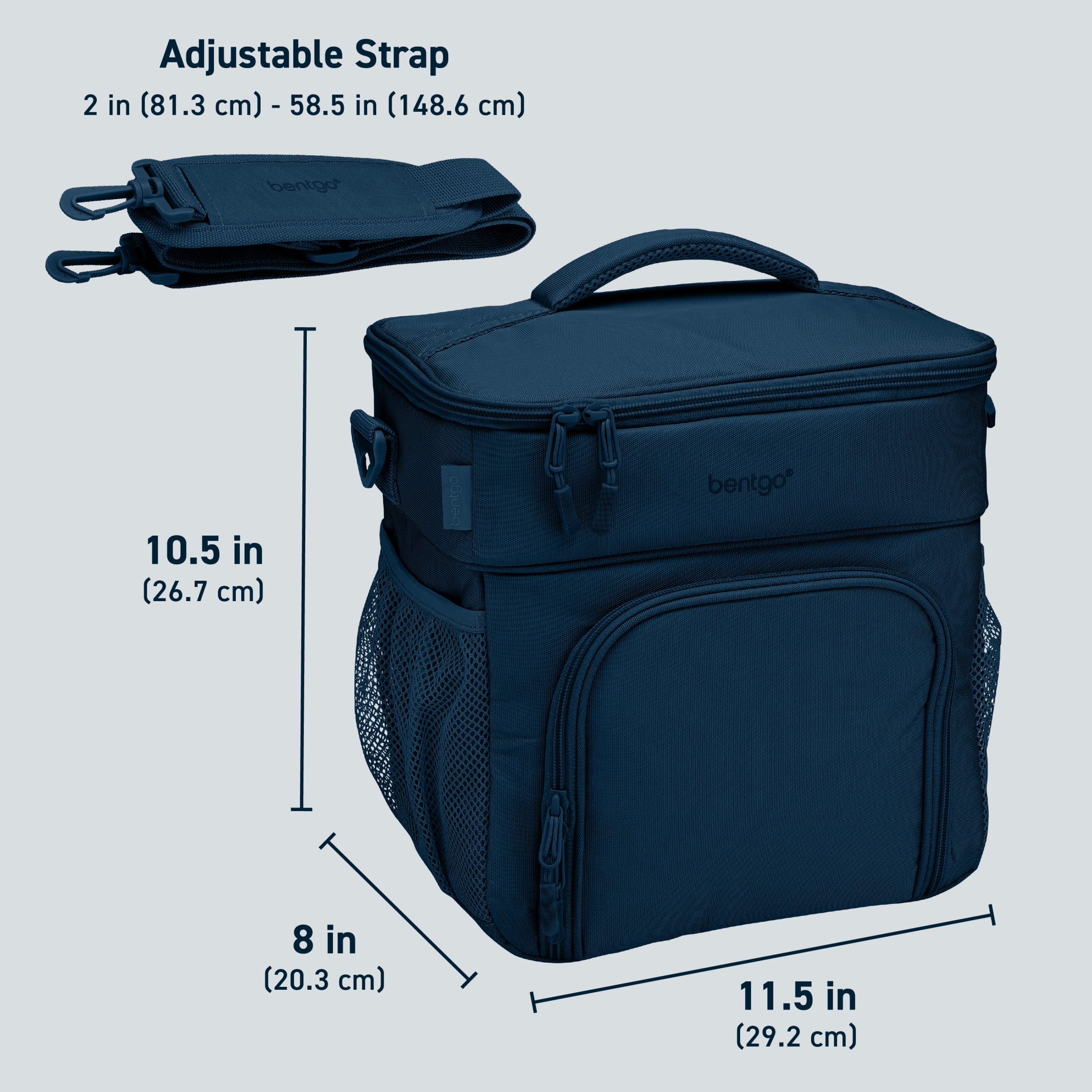 Bentgo Prep Deluxe Multimeal Bag - Premium Insulation with Water-Resistant Exterior & Interior, Holds 5 Meals, Keeps Meals Warm or Cool for up to 8 Hrs - Great for All Day Meal Prep (Navy Blue)