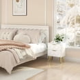 thumbnail image 2 of Nightstand with 2 Drawers, White Bedside Table, Side Table with Gold Legs, Modern Style Night Stand End Table Drawer Dresser for Living Room Bedroom MLBZ09WU, 2 of 7