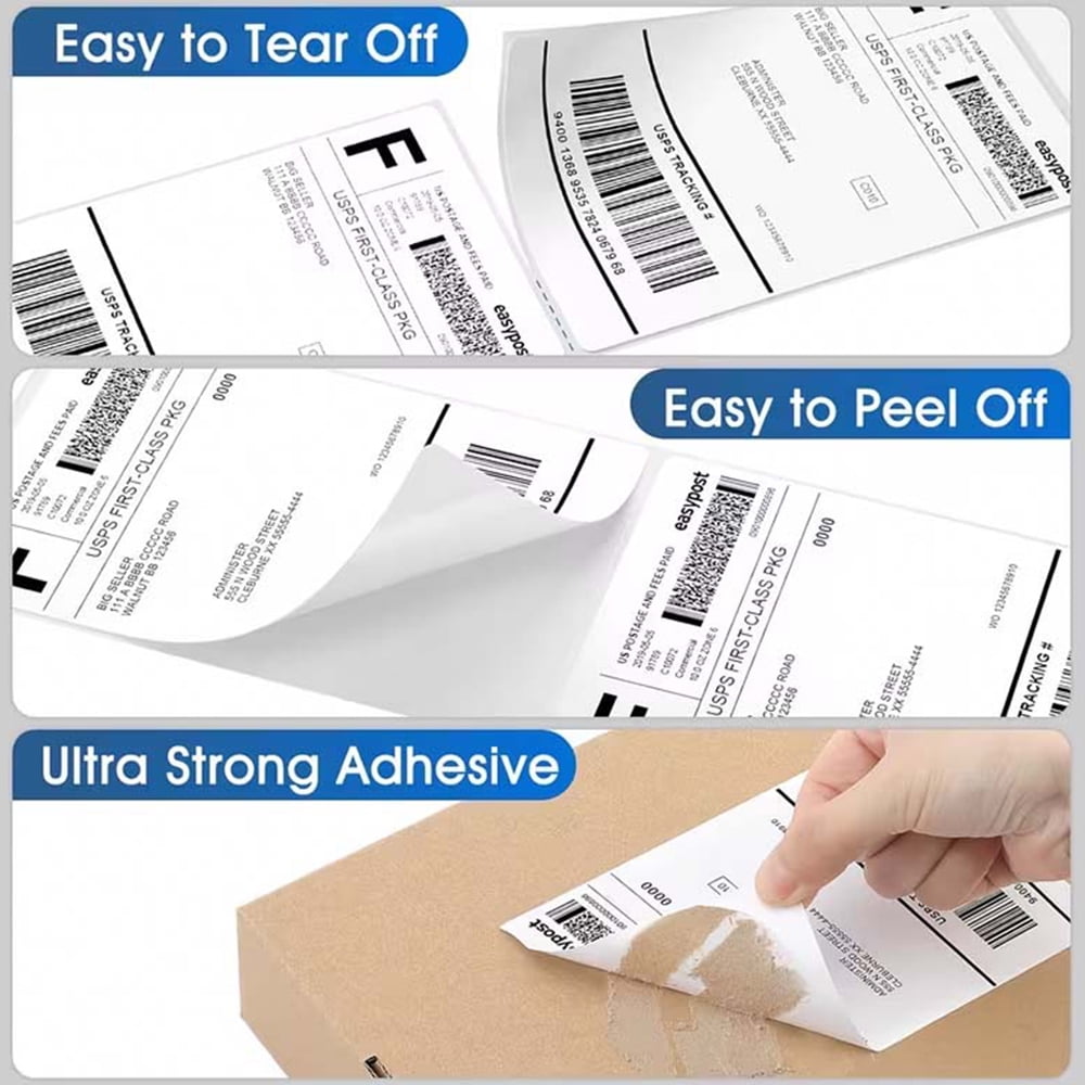 4" x 6" Thermal Shipping Labels – 10000 Fanfold Perforated Labels for Packages, Ultra-Strong Adhesive