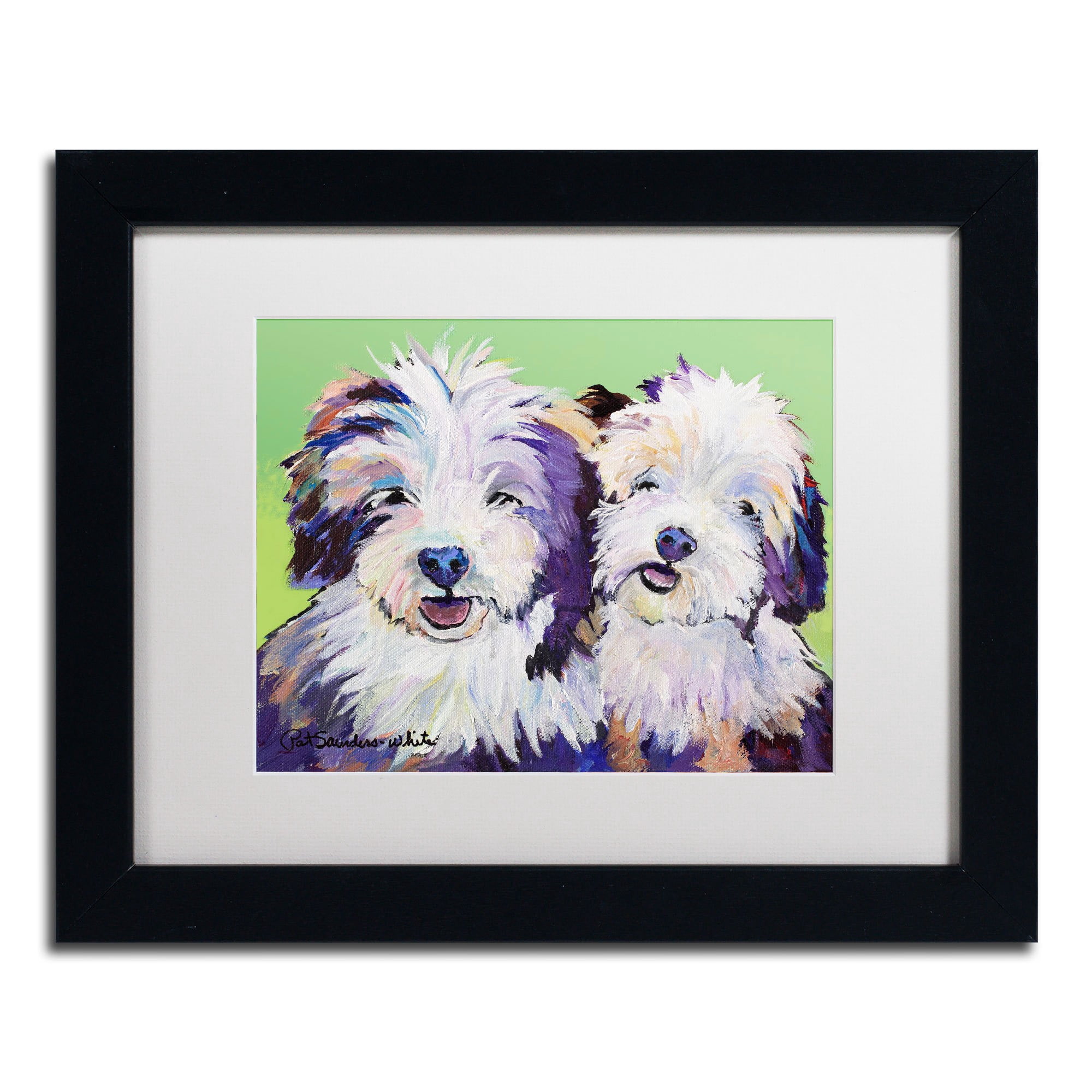 Trademark Fine Art "Litter Mates" Canvas Art by Pat Saunders-White, White Mat, Black Frame