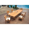 thumbnail image 5 of Grade-A Teak Dining Set: 6 Seater 7 Pc: 118" Double Extension Mas Rectangle Trestle Leg Table And 6 Lagos Arm Chairs Outdoor WholesaleTeak #WMLG15, 5 of 5