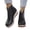 Black, variant on Wedge Leather Ankle Boots for Women Embroidered Slip On Short Chelsea Booties Comfortable Non Slip Platform Boots Black Size 9