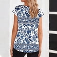 thumbnail image 5 of ClodeEU Women's Summer Floral Print V Neck Short Sleeve T Shirt ,Casual Tunic Shirts Blue 01,Womens Plus S, 5 of 7