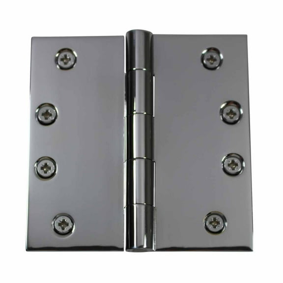 Renovators Supply Bright Chrome Plated Cabinet Door Square Hinge 4 in Kitchen Cabinet Hinge w/Removable Stainless Steel Pins and Hardware