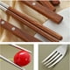 thumbnail image 3 of Utensilios de viaje de acero inoxidable, tenedor, cuchara, cuchillo, palillos, juego de utensilios portátiles, reutilizables, 5 piezas, 3 of 5