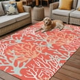 thumbnail image 2 of Fsddascl Orange Red Coral Coastal Outdoor Rug for Patio/Deck/Porch, Non-Slip Large Area Rug 5 x 8 Ft, Ocean Nautical Seaside Beach Indoor Outdoor Rugs Washable Area Rugs, Camping Rug Carpet, 2 of 5
