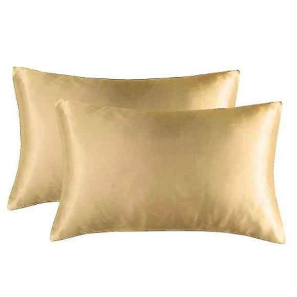 Satin Pillowcases, Mulberry Silk Pillow Case with Envelope Closure, Protects Skin and Hair, Easy Care, Color Fastness, Silky Smoothness, Champagne, 51 Cm X 76 Cm