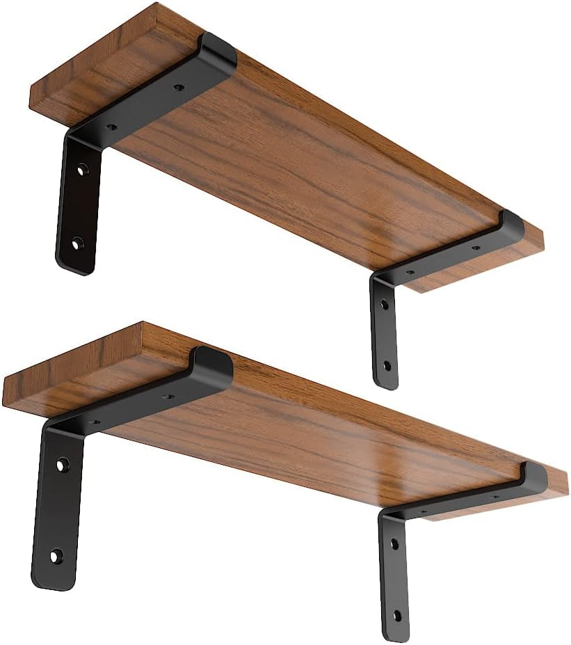 Solennerer Heavy Duty 7.25" Floating Shelf Brackets Support, Set of 6, Wall Mounted 1/4" Thickness, Matt Black ,Decorative Shelves (Shelf Bracket-7.25"-6)