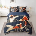 thumbnail image 2 of jejeloiu Boho Bohemian Fish 7-Piece Twin Bedding Sets,Japanese Style Bedding Comforter Set,Beige Red Black Sheet Sets For Men Women,Ultra Soft Home Decor Reversible, 2 of 8