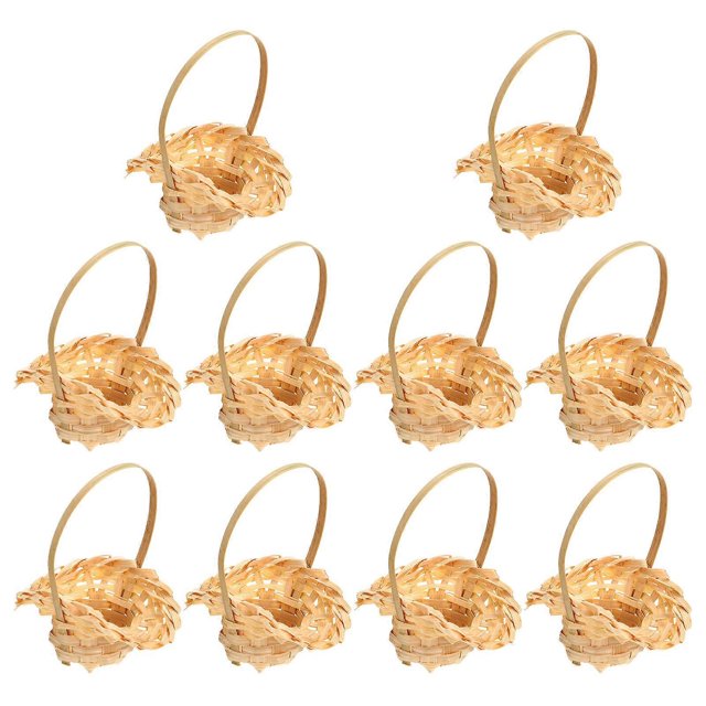 Multi-Function Flower Basket Bamboo Rural Style Basket for Decor 10Pcs Set