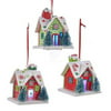 1 Set 3 Assorted Battery Operated LED Clay Dough House Christmas Ornaments