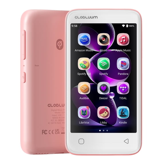 160GB MP3 Player with Bluetooth 5.0 and WiFi, Music Player with FM RadioAudiobook, and Speaker Built in for Kids, 4" Touchscreen Android MP4 Player with HiFi Sound 2026 Nice Gift ,Pink