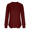 thumbnail image 6 of RongHuan Women's Crew Neck Tshirt Long Sleeve Henley Shirt Loose Fit Casual Tops Button Up Pullover Tees, 6 of 7