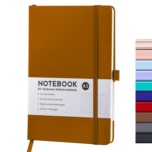 Ecohintz Classic A5 Ruled Journal - Leather Hardcover with Elastic Closure for Field Notes, Client Meetings & Personal Memoirs | 100GSM Thick Paper & Inner Pocket, 02#