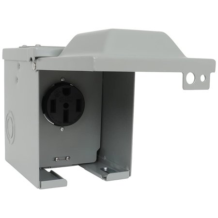 30 Amp Panel Box Boat Rv 30 Amp RV Power Outlet Box, Enclosed Lockable Weatherproof Outdoor ...