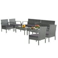 thumbnail image 2 of Costway 8 PCS Outdoor Rattan Furniture Set Patio Conversation Sofa Set Cushioned Grey, 2 of 10